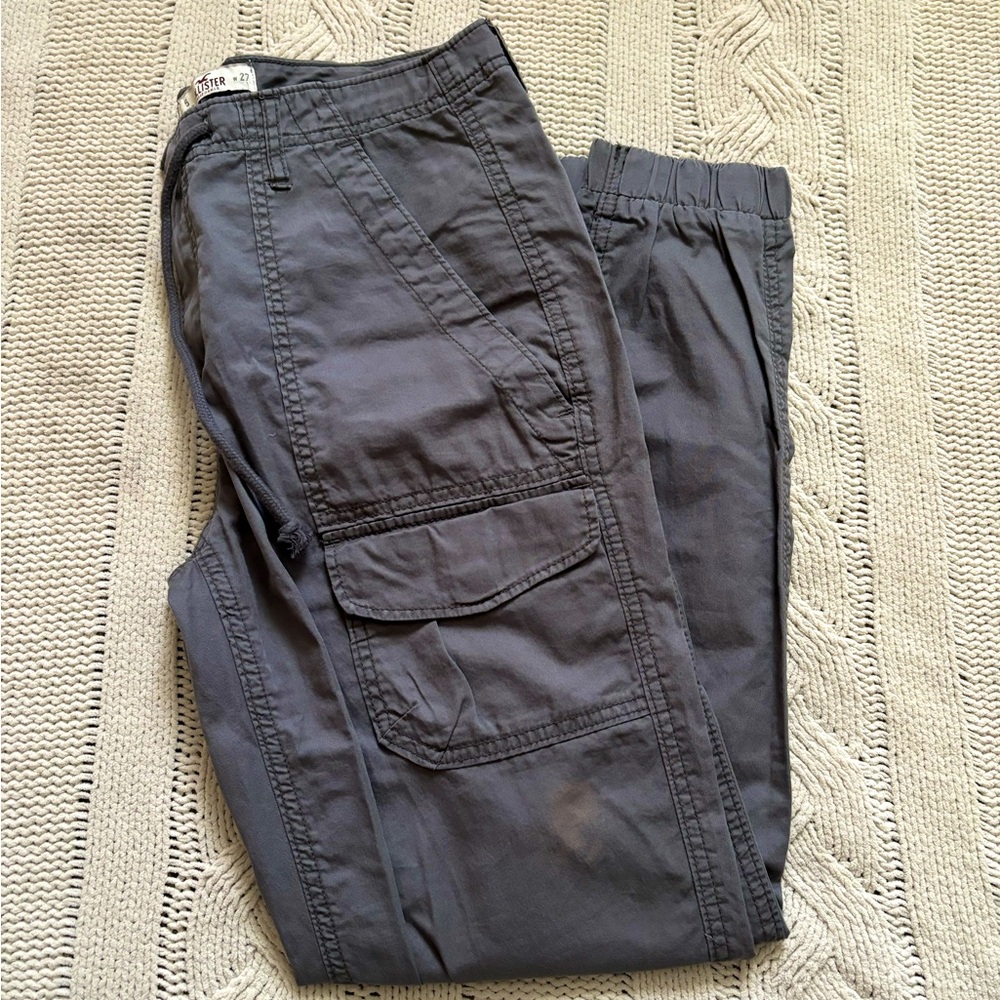 GREY HOLLISTER DRAWSTRING JOGGERS